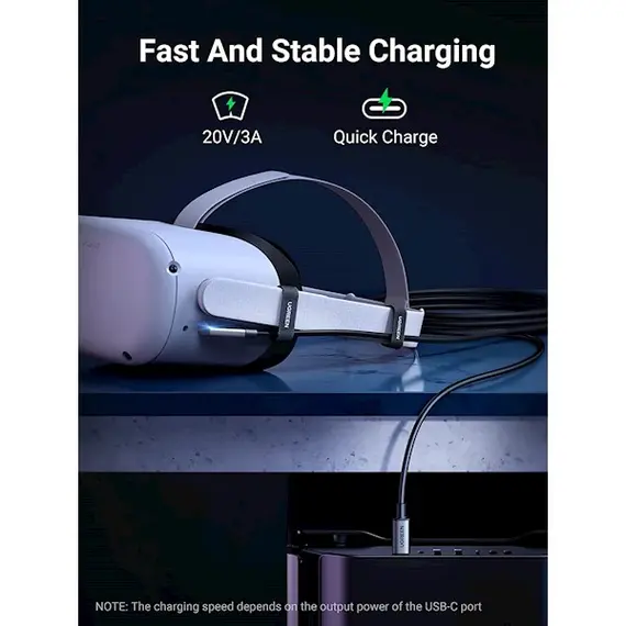 USB კაბელი UGREEN US551 (90629), Type-c to Type-c , USB-C To USB-C, 5m, Black , 6 image - Primestore.ge