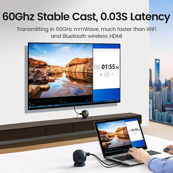 HDMI გადამცემი და მიმღები UGREEN CM438 (80641), 4K Wireless HDMI Transmitter And Receiver, Black , 4 image - Primestore.ge
