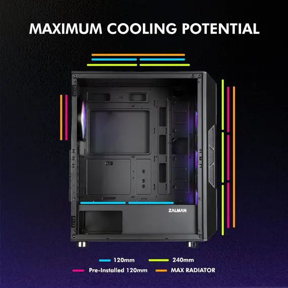 კომპიუტერის ქეისი Zalman Computer case I3 NEO TG BLACK , 3 image - Primestore.ge