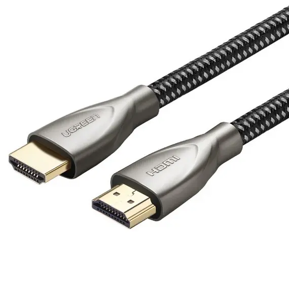 HDMI კაბელი UGREEN 50108, HDMI 2.0 4K Carbon Fiber Zinc Alloy Cable, 2m, Gray  - Primestore.ge