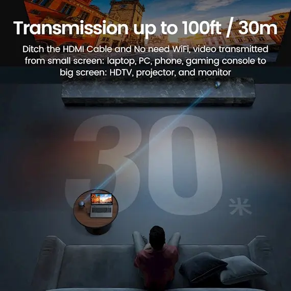 HDMI გადამცემი და მიმღები UGREEN CM438 (80641), 4K Wireless HDMI Transmitter And Receiver, Black , 5 image - Primestore.ge