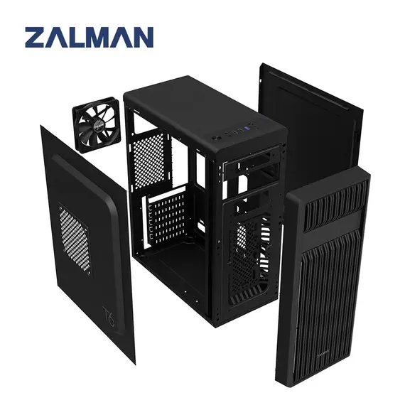 კომპიუტერის ქეისი Zalman T6, MidT, 2xUSB2.0,1xUSB3.0, 2x120mm, without PSU, black - Primestore.ge