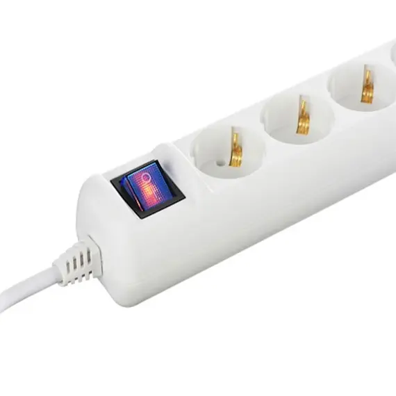 დამაგრძელებელი 2E 5XSchuko with switch, 3G*1.5mm2, 3m, white , 2 image - Primestore.ge