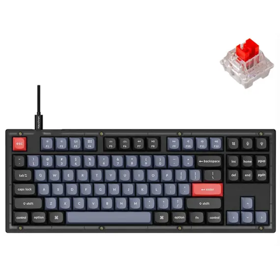 კლავიატურა Keychron V1 100 Key QMK Keychron K PRO Red Hot-Swap RGB Frosted Black  - Primestore.ge