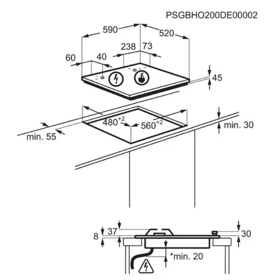 Built-in surface Electrolux KGG6437K, 5 image