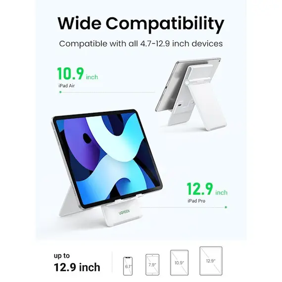 პლანშეტის დამჭერი UGREEN LP406 (30426), Desktop Tablet Stand, White , 3 image - Primestore.ge