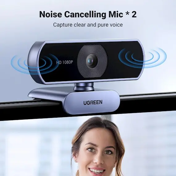 ვებკამერა UGREEN 15728, 2Mp, FHD, Built-in Microphone, Webcam, Gray/Black , 3 image - Primestore.ge