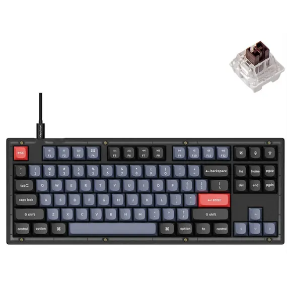 კლავიატურა Keychron V1 100 Key QMK Keychron K PRO Brown Hot-Swap RGB Frosted Black  - Primestore.ge