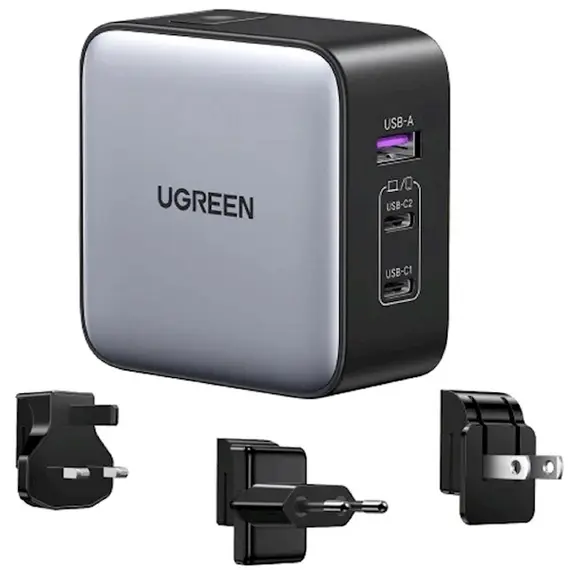 დამტენი UGREEN CD296 (90409), 65W, USB, USB-C, Gray  - Primestore.ge