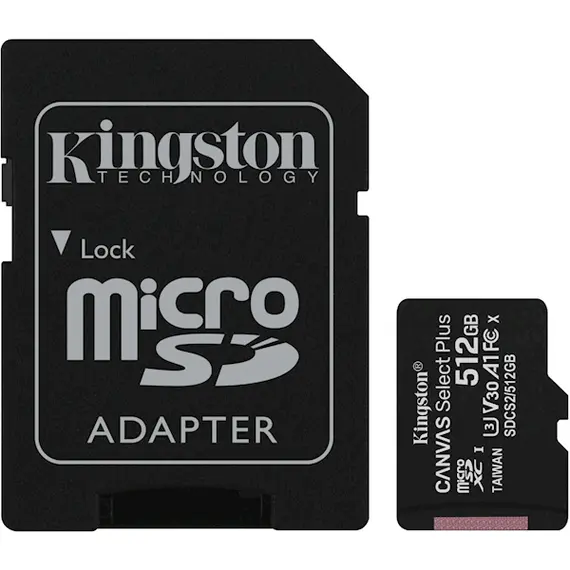 მეხსიერების ბარათი Kingston SDCS2/512GB, 512GB, mSDXC, C10, UHS-I, U3, Black  - Primestore.ge