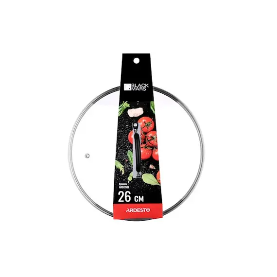 ქვაბის თავსახური ARDESTO Lid Black Mars 26 см, glass,stainless steel, silicone , 2 image - Primestore.ge