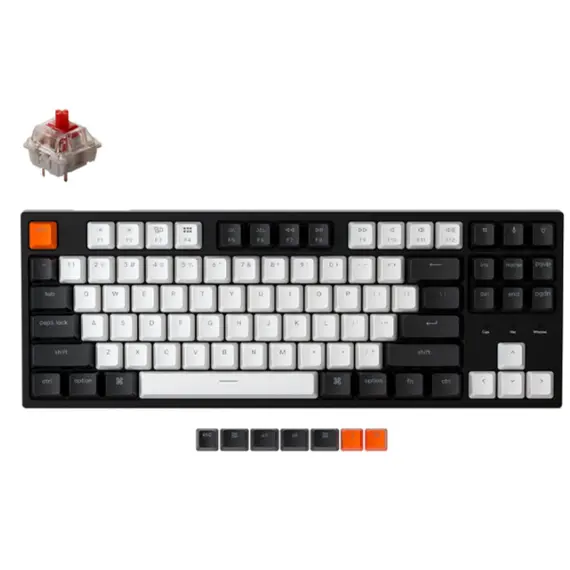 კლავიატურა Keychron C1 Wired 87 Key Hot-Swap Gateron Switch White LED Red  - Primestore.ge