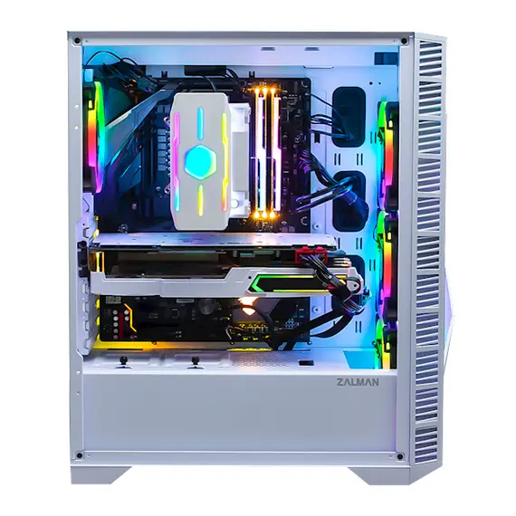 ქეისი Zalman Z3 Iceberg Computer Case, MidT, 1xUSB2.0, 2xUSB3.0, 2x120mm, TG (side panel), without PSU White - Primestore.ge