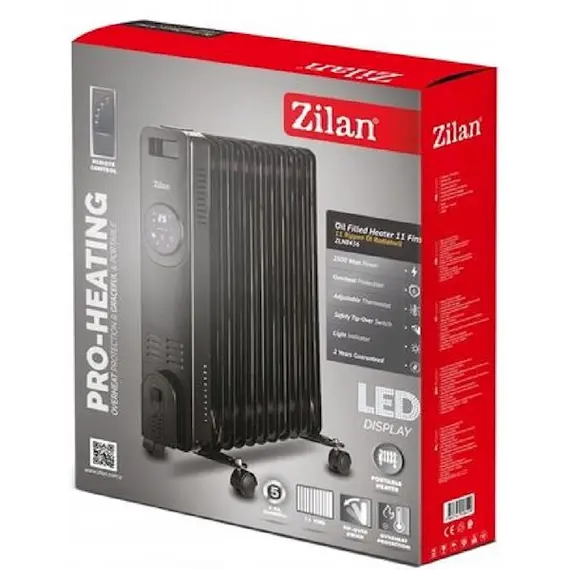 ზეთის გამათბობელი Zilan ZLN8436, 2000W, Oil Radiator, Black , 4 image - Primestore.ge