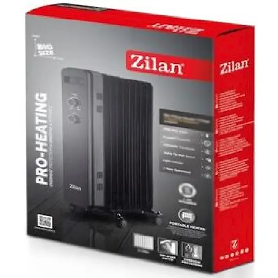 ზეთის გამათბობელი Zilan ZLN8467, 2500W, Oil Radiator, Black , 2 image - Primestore.ge