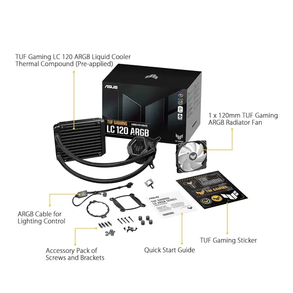 ქულერი TUF LC 120 RGB//AIO COOLER,RGB FAN, AURASYNC , 4 image - Primestore.ge