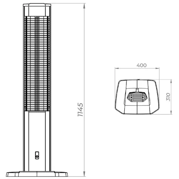Electric heater Kumtel MHR-1200 Mika, 1200W, Electric Convection Heater, Black, 2 image