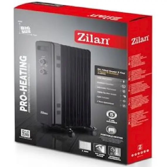 ზეთის გამათბობელი Zilan ZLN8443, 2000W, Oil Radiator, Black , 2 image - Primestore.ge