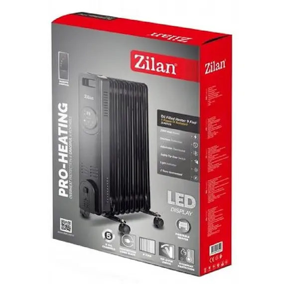 ზეთის გამათბობელი Zilan ZLN8416, 2000W, Oil Radiator, Black , 4 image - Primestore.ge