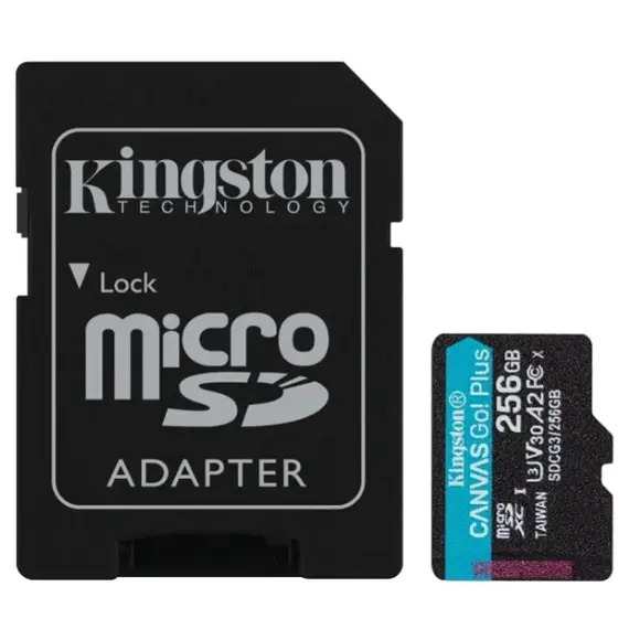 მეხსიერების ბარათი Kingston 256GB SDXC C10 UHS-I U3 R170/W90MB/s Canvas Go Plus  - Primestore.ge