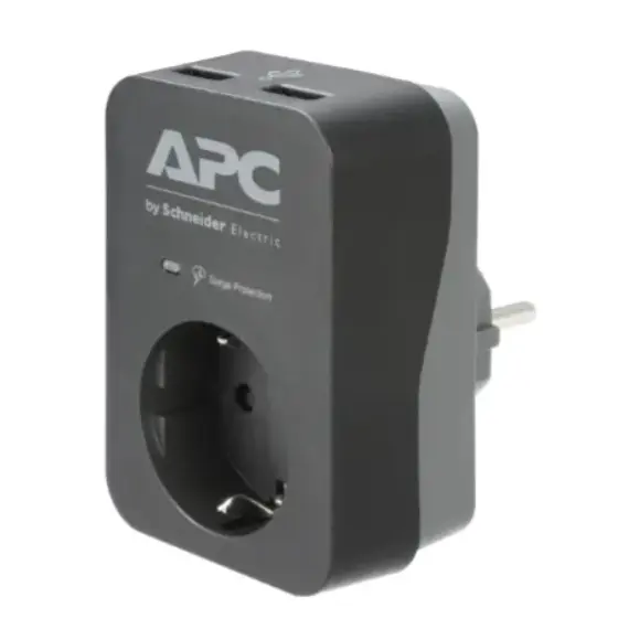 გადამყვანი APC Essential SurgeArrest 1 Outlet 2 USB Ports Black 230V Ge , 2 image - Primestore.ge