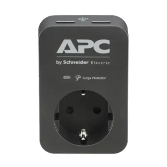გადამყვანი APC Essential SurgeArrest 1 Outlet 2 USB Ports Black 230V Ge  - Primestore.ge