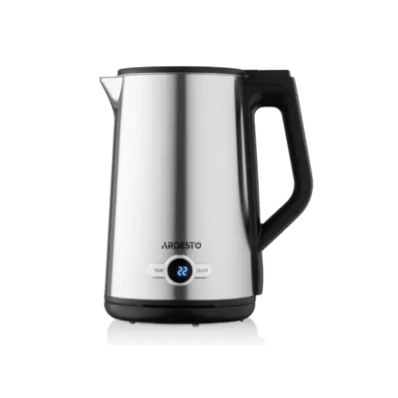 ელექტრო ჩაიდანი Ardesto Electric kettle  Steel Collection EKL-X52E, 1.7L, LED display, double-walled, STRIX, silver  - Primestore.ge