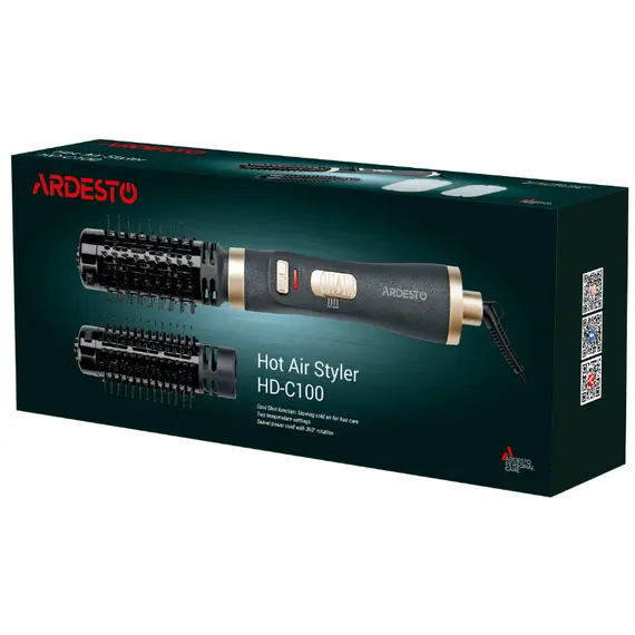 თმის სავარცხელი Ardesto Hair dryer brush , 2W, 2 modes, black , 5 image - Primestore.ge