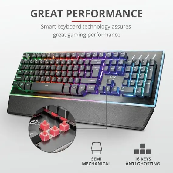 Keyboard Trust GXT 860 Thura, Wired, RGB, USB, Gaming Keyboard, Black, 4 image