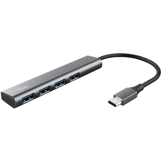 USB ჰაბი Trust Halyx, 4-in-1, USB 3.2, USB-A, USB-C Hub, Grey , 2 image - Primestore.ge