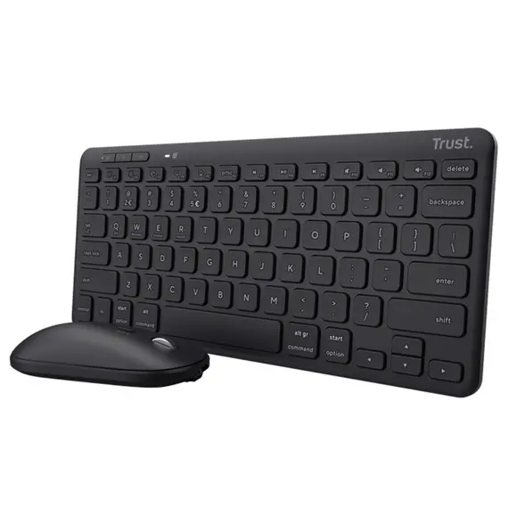 კლავიატურა და მაუსი Trust 24843 Lyra, Wireless, USB, Bluetooth, Keyboard And Mouse, Black  - Primestore.ge