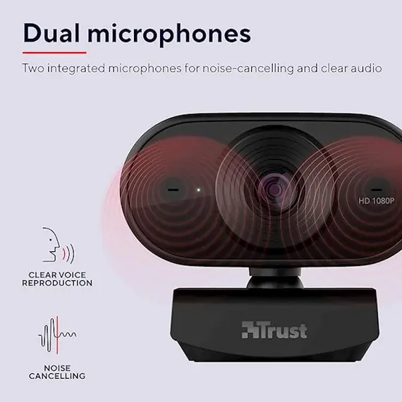 Webcam Trust 24438 Tolar, Built-in Microphone, Webcam, Black, 4 image
