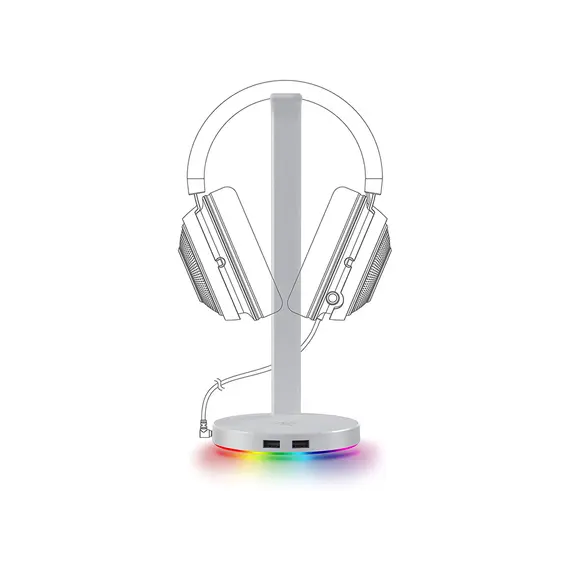 Razer Base Station V2 Chroma - Chroma Enabled Headset Stand with USB 3.1 Hub and 7.1 Surround Sound - Mercury - FRML Packaging, 3 image