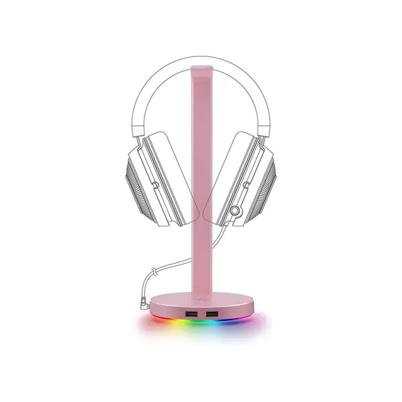 Razer Base Station V2 Chroma - Chroma Enabled Headset Stand with USB 3.1 Hub and 7.1 Surround Sound - Quartz - FRML Packaging, 3 image