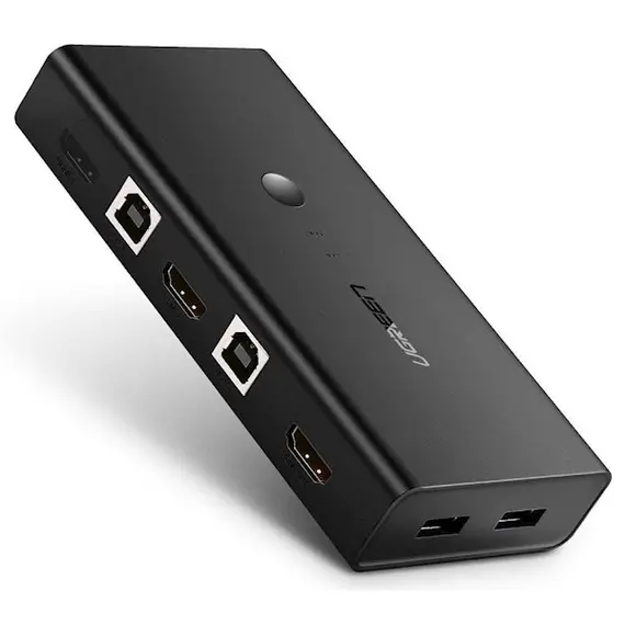 KVM სვიჩი UGREEN CM200 (50744), HDMI 2 IN 1 KVM Switcher, 4K*2K@30HZ, Black  - Primestore.ge