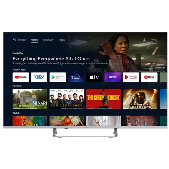 ტელევიზორი Tesla 55E635SUS 55” (139cm), Silver/ frameless, 3840x2160 (UHD), DVB-T/T2/C/S/S2, Android 11  - Primestore.ge