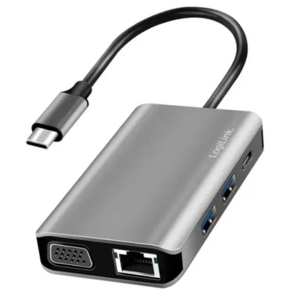 დოქ სადგური Logilink UA0410 USB 3.2 Gen 1 docking station USB-C 7 ports PD anthracite  - Primestore.ge