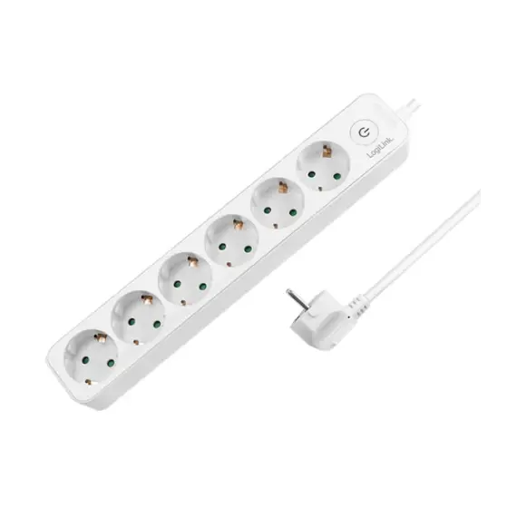 დენის დამაგრძელებელი Logilink LPS247 Socket Outlet 6-Way + Switch 1.5m White  - Primestore.ge
