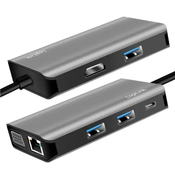 დოქ სადგური Logilink UA0410 USB 3.2 Gen 1 docking station USB-C 7 ports PD anthracite , 2 image - Primestore.ge