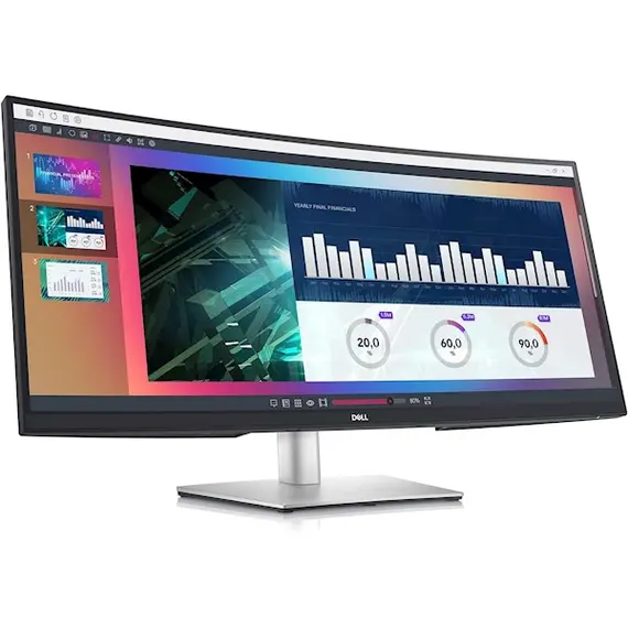 მონიტორი Dell 210-BFOB P3424WEB 34, 34", Curved Monitor, WQHD, IPS, HDMI, USB, USB-C, DP, Silver , 2 image - Primestore.ge