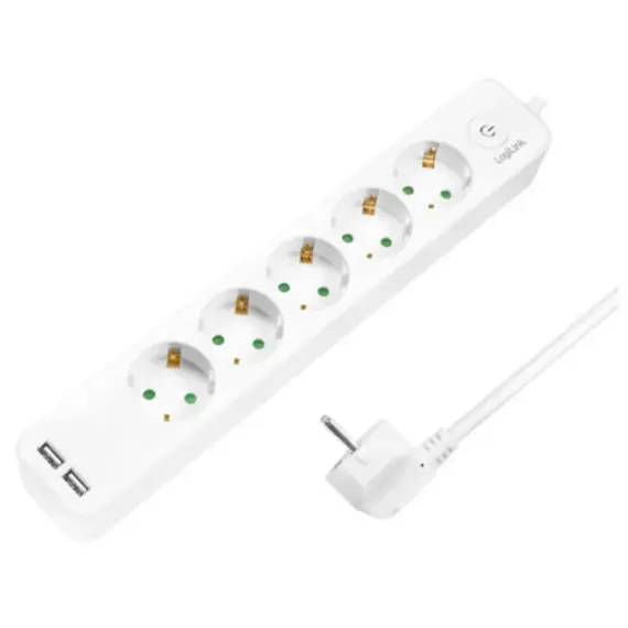 დენის დამაგრძელებელი Logilink LPS249U Socket Outlet 5-Way + Switch + 2xUSB-A 1.5m White  - Primestore.ge