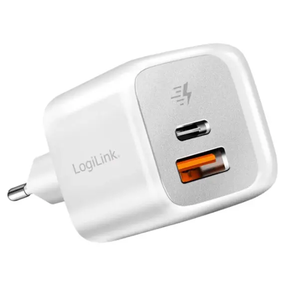 ადაპტერი Logilink PA0320SB Dual USB charger set 1x USB-C 1x USB-A 20 W white , 2 image - Primestore.ge