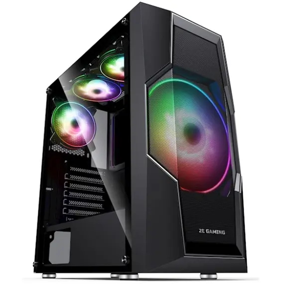 ქეისი 2E GAMING Computer case  TURBO (G2057B) , MidT, 2xUSB2.0,1xUSB3.0, 1x200+3x120ARGB,TG (side panel),without PSU,black - Primestore.ge