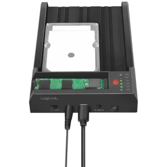 მყარი დისკის დოქ სადგური Logilink QP0031 USB 3.2 Gen 2 Quickport 2-Bay for SATA HDD/SSD and M.2 NVMe SSD  - Primestore.ge