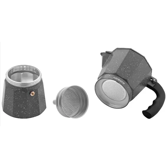 ყავის მადუღარა Ardesto Coffee Maker Gemini Molise, 3 cups, grey, aluminum , 4 image - Primestore.ge