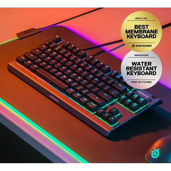 კლავიატურა SteelSeries Gaming keyboard Apex 3 TKL USB Black , 2 image - Primestore.ge