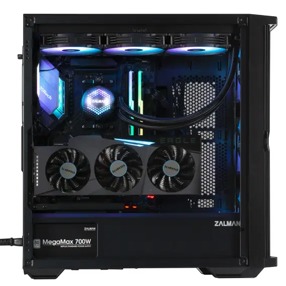 ქეისი Zalman Computer case Z10, without PSU, 2xUSB3.0, 1xUSB Type-C, 3x140mm Black fans, 1x120mm Black fans, TG Side Panel, EATX, Black , 3 image - Primestore.ge