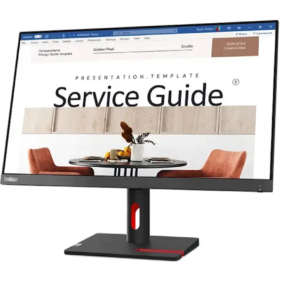 მონიტორი Lenovo 63DEKAT3EU ThinkVision S24i-30, 23.8", Monitor, FHD, IPS, HDMI, VGA, Black , 2 image - Primestore.ge