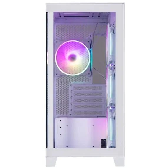Case 2E Gaming Computer case Fantom GK701W, without PSU, 2xUSB 3.0, 1xUSB Type-C, 4x120mm ARGB, controller with remote, TG Side/Front Panel, mATX, White, 3 image