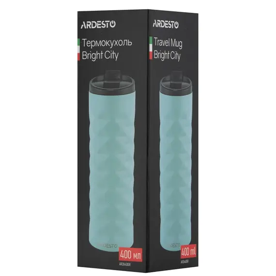 თერმოსი Ardesto Travel mug Bright City 400 ml, stainless steel, green , 4 image - Primestore.ge